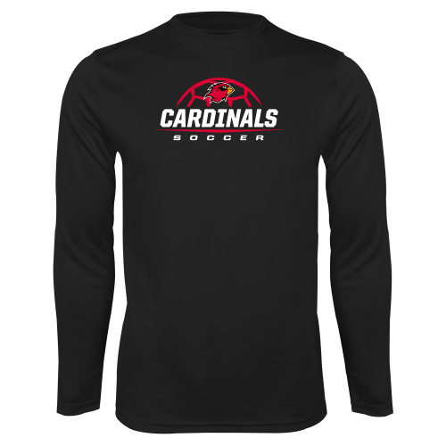  Black Performance Long Sleeve Shirt - Soccer Half Ball Design