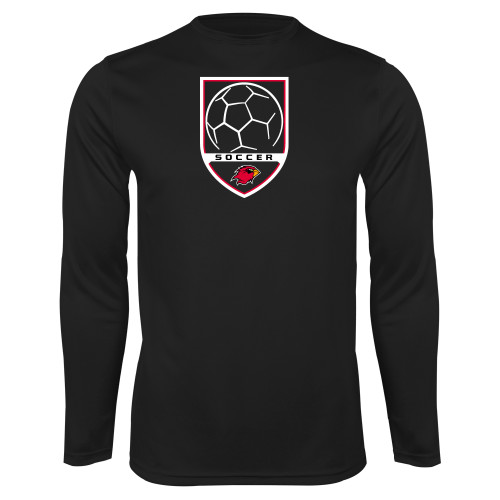  Black Performance Long Sleeve Shirt - Soccer Shield Design