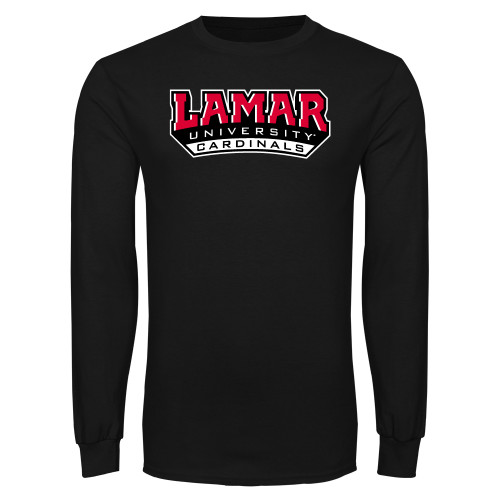  Black Long Sleeve T Shirt - Lamar University Cardinal Stacked