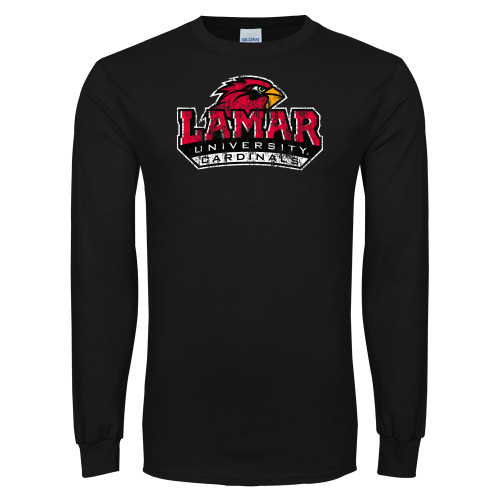  Black Long Sleeve T Shirt - Primary Mark Distressed