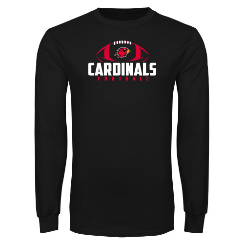  Black Long Sleeve T Shirt - Football Stacked Ball Design