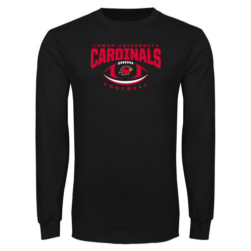  Black Long Sleeve T Shirt - Football Arched Over Ball