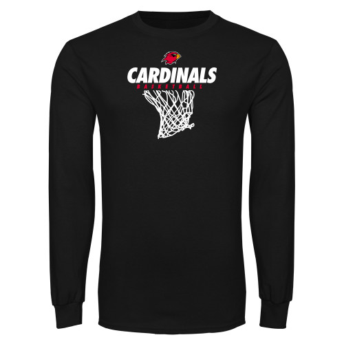  Black Long Sleeve T Shirt - Basketball Net Design