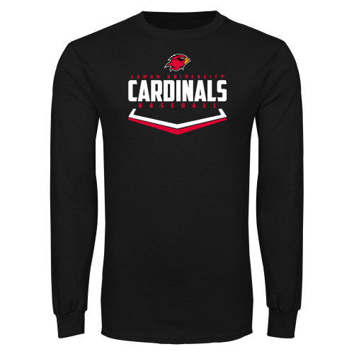  Black Long Sleeve T Shirt - Baseball Plate Design