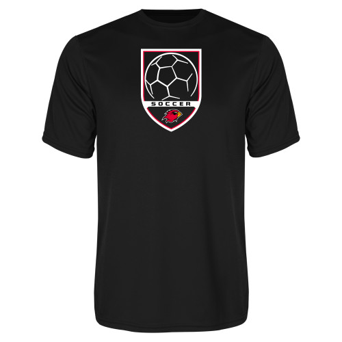  Black Performance Tee - Soccer Shield Design