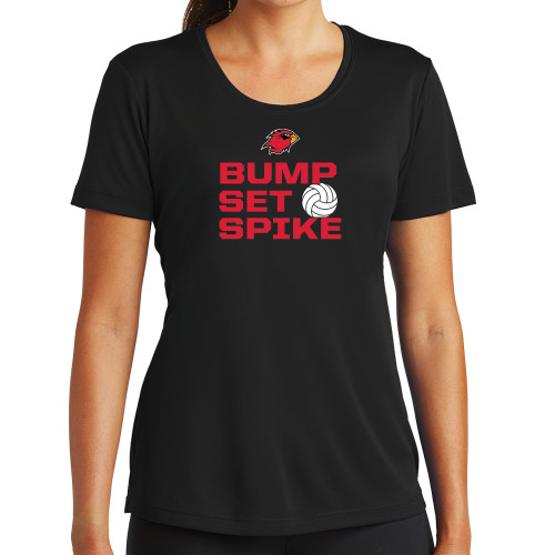  Womens Black Performance Tee - Bump Set Spike