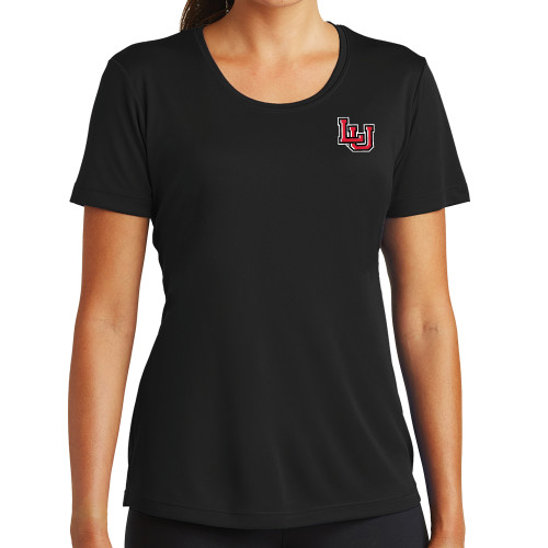  Womens Black Performance Tee - Interlocking LU