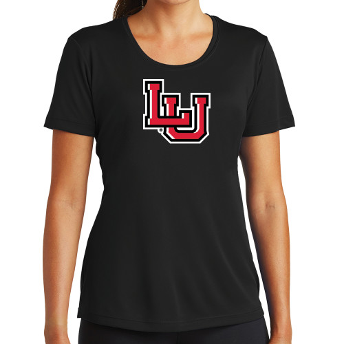  Womens Black Performance Tee - Interlocking LU