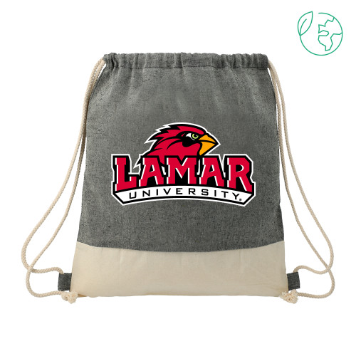 Lamar Split Recycled Cotton Natural/Black Drawstring Bag