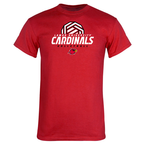  Red T Shirt - Geometric Volleyball Design