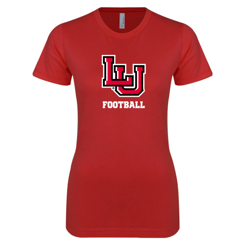  Next Level Womens Red Boyfriend Tee - Football