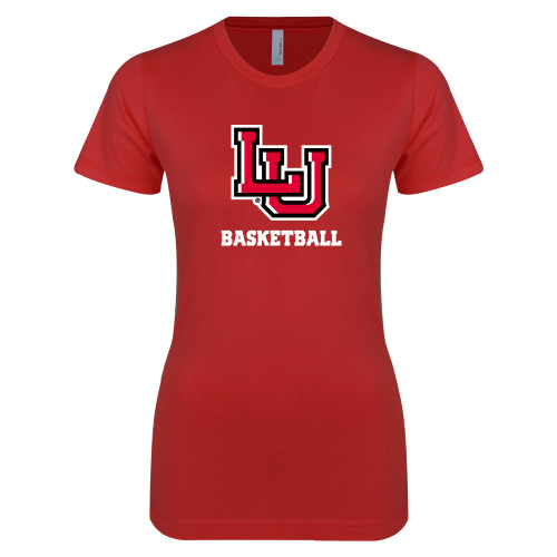  Next Level Womens Red Boyfriend Tee - Basketball