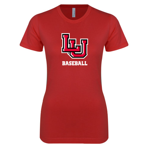  Next Level Womens Red Boyfriend Tee - Baseball