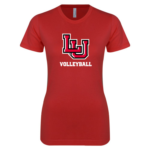  Next Level Womens Red Boyfriend Tee - Volleyball