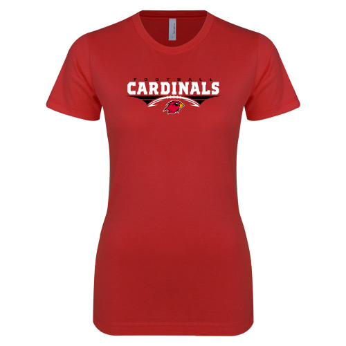  Next Level Womens Red Boyfriend Tee - Football Geometric Design