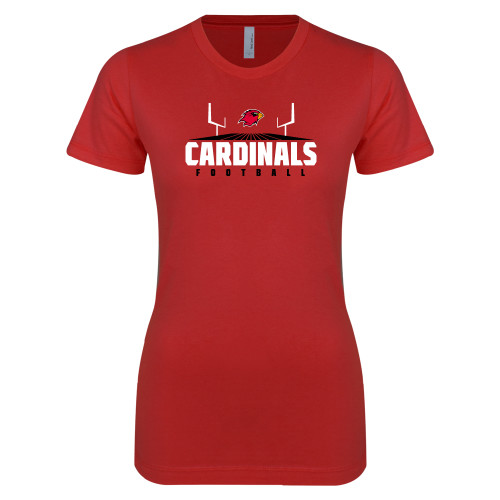  Next Level Womens Red Boyfriend Tee - Football Goal Design