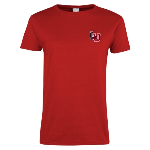  Womens Short Sleeve Red Tee - Interlocking LU