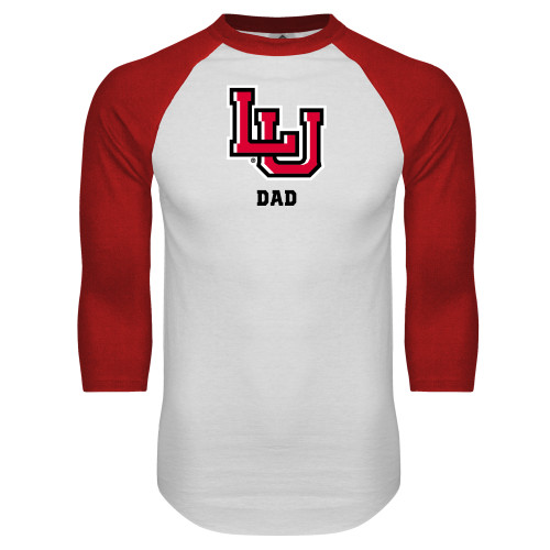  White/Red Raglan Baseball T Shirt - Dad