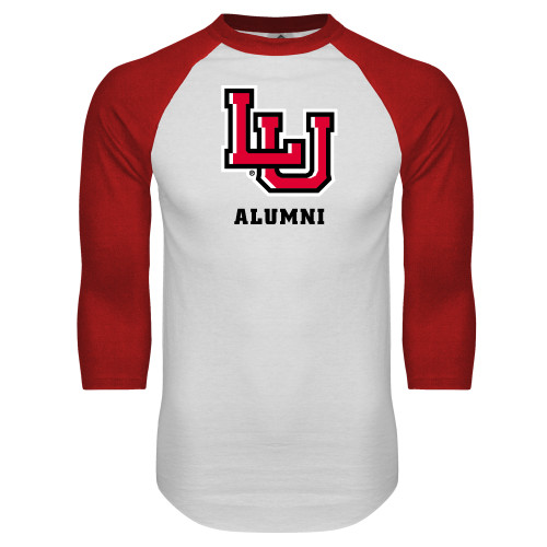  White/Red Raglan Baseball T Shirt - Alumni