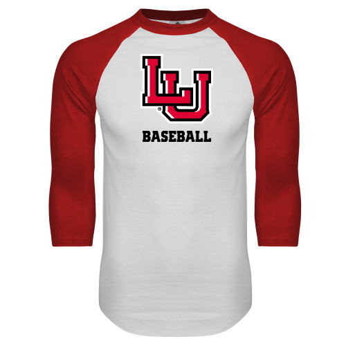  White/Red Raglan Baseball T Shirt - Baseball