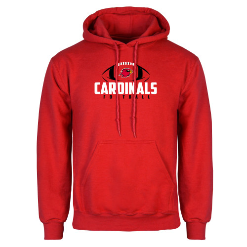  Red Fleece Hoodie - Football Stacked Ball Design