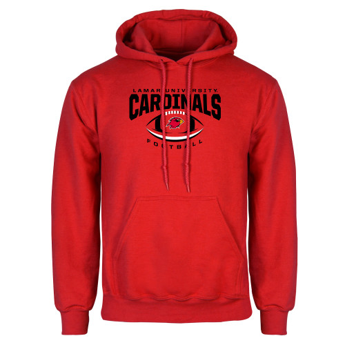  Red Fleece Hoodie - Football Arched Over Ball