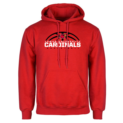  Red Fleece Hoodie - Half Ball Basketball Design