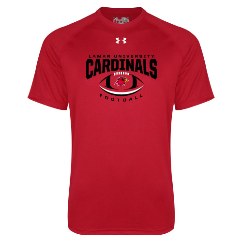  Under Armour Red Tech Tee - Football Arched Over Ball