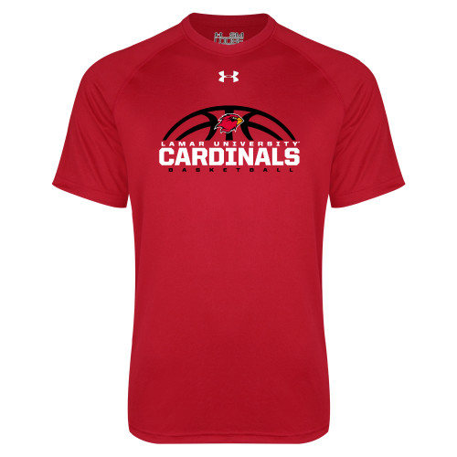  Under Armour Red Tech Tee - Half Ball Basketball Design