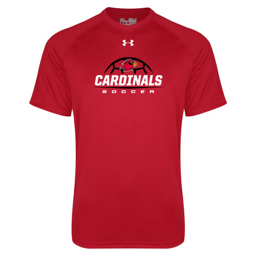  Under Armour Red Tech Tee - Soccer Half Ball Design