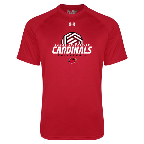  Under Armour Red Tech Tee - Geometric Volleyball Design