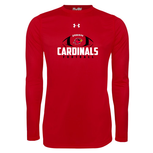  Under Armour Red Long Sleeve Tech Tee - Football Stacked Ball Design