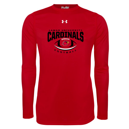  Under Armour Red Long Sleeve Tech Tee - Football Arched Over Ball