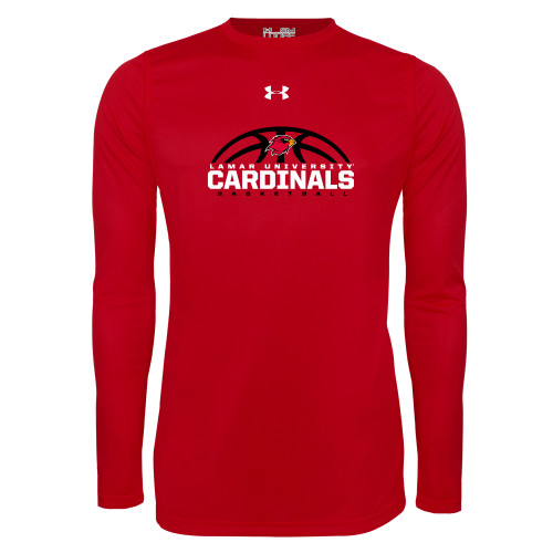  Under Armour Red Long Sleeve Tech Tee - Half Ball Basketball Design