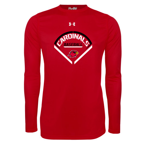  Under Armour Red Long Sleeve Tech Tee - Baseball Geometric Plate