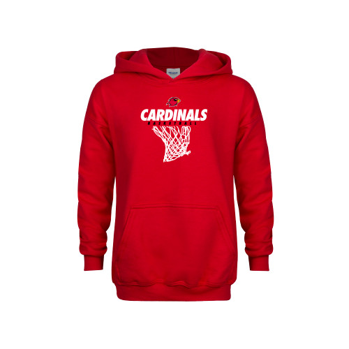  Youth Red Fleece Hoodie - Basketball Net Design