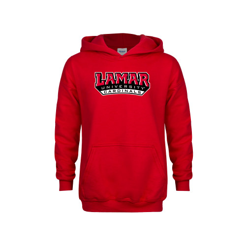  Youth Red Fleece Hoodie - Lamar University Cardinal Stacked