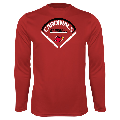  Red Performance Long Sleeve Shirt - Baseball Geometric Plate