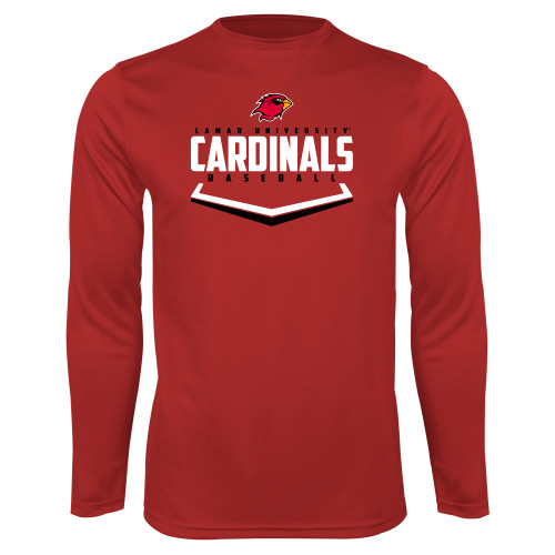  Red Performance Long Sleeve Shirt - Baseball Plate Design