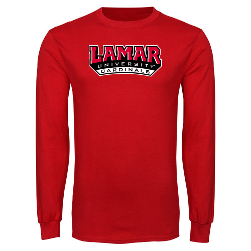  Red Long Sleeve T Shirt - Lamar University Cardinal Stacked