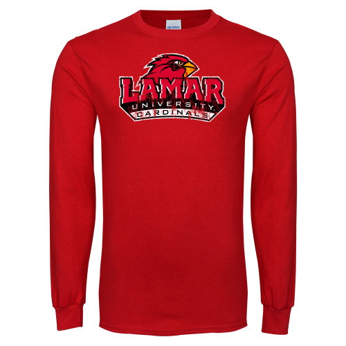  Red Long Sleeve T Shirt - Primary Mark Distressed