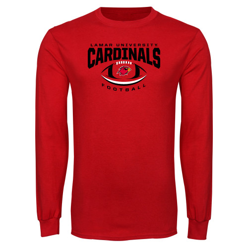  Red Long Sleeve T Shirt - Football Arched Over Ball