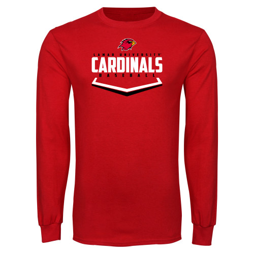  Red Long Sleeve T Shirt - Baseball Plate Design