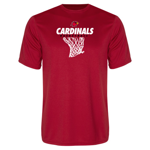  Red Performance Tee - Basketball Net Design