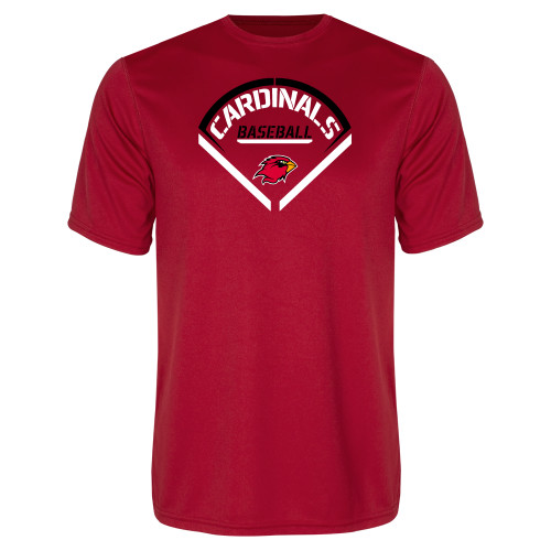  Red Performance Tee - Baseball Geometric Plate