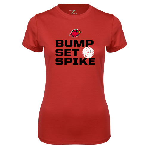  Womens Red Performance Short Sleeve Tee - Bump Set Spike