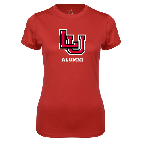  Womens Red Performance Short Sleeve Tee - Alumni