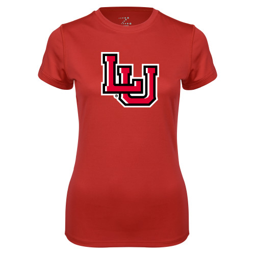  Womens Red Performance Short Sleeve Tee - Interlocking LU