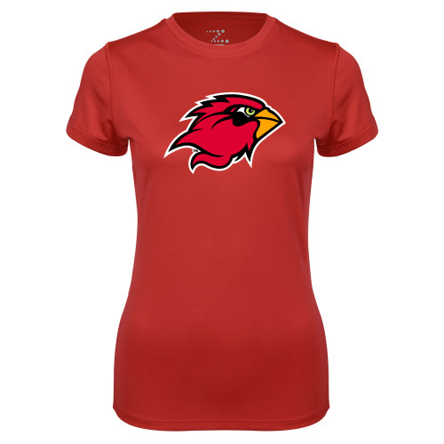  Womens Red Performance Short Sleeve Tee - Cardinal Head