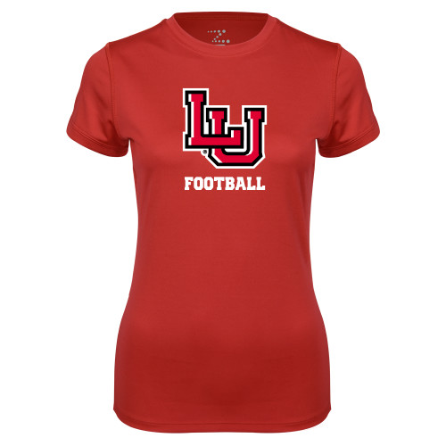  Womens Red Performance Short Sleeve Tee - Football